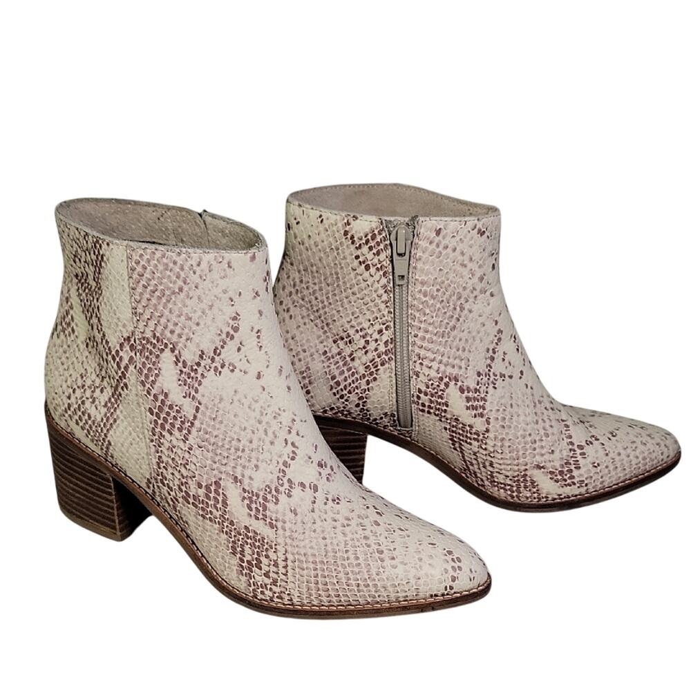 Seychelles Leather Snakeskin Print Ankle Boots Womens Size 6
